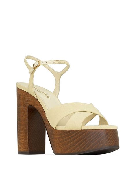 yves saint laurent bianca|SAINT LAURENT Bianca canvas platform sandals .